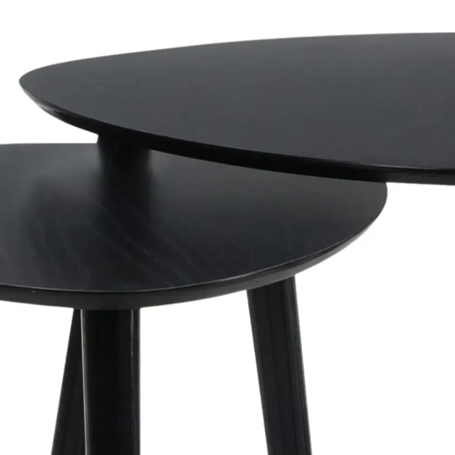 MISOU Salontafel Set van 2 Bijzettafel Diehoekig Zwart Bijzettafeltje