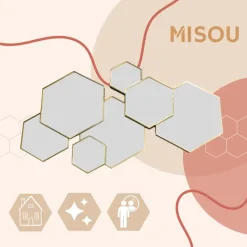 MISOU Spiegel Hexagon Goud 61,5x38cm Spiegels Wandspiegel