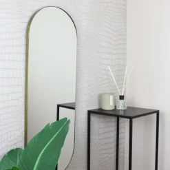 MISOU Spiegel Passpiegel Goud Ovaal Hangend 112x40cm Glas Spiegels