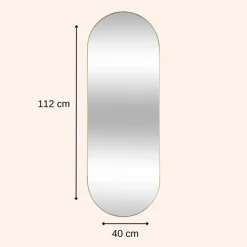 MISOU Spiegel Passpiegel Goud Ovaal Hangend 112x40cm Glas Spiegels