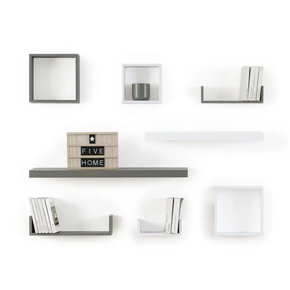 MISOU Zwarte Wandplanken Set van 6 Fotoplank Boekenplank Woonkamer