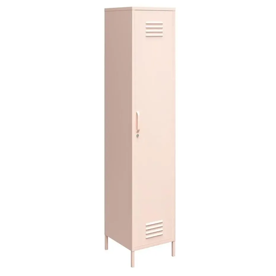 Mission District - Hoge kast met 1 deur en roze metaal