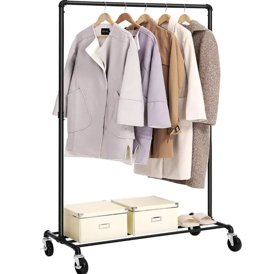 Mobiel kledingrek - 1 rail - zwart