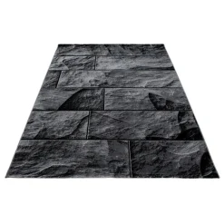 Modern Design Vloerkleed Parma - Zwart/Grijs - Laagpolig 120x170 cm