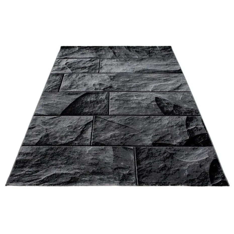 Modern Design Vloerkleed Parma - Zwart/Grijs - Laagpolig 120x170 cm