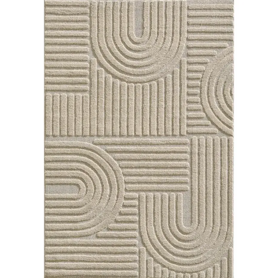 Modern Japandi Vloerkleed - Beige - Boho Scandinavisch - 140x200 cm Laagpolig