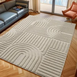 Modern Japandi Vloerkleed - Beige - Boho Scandinavisch - 140x200 cm Laagpolig