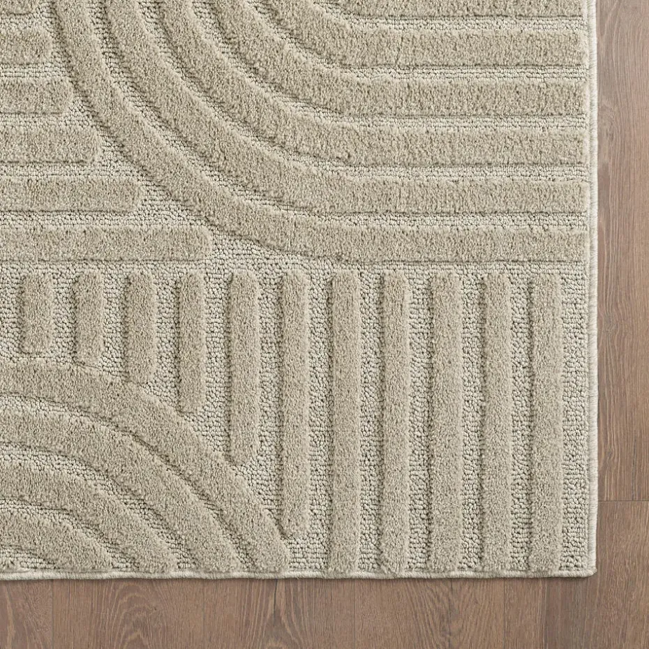 Modern Japandi Vloerkleed - Beige - Boho Scandinavisch - 140x200 cm Laagpolig