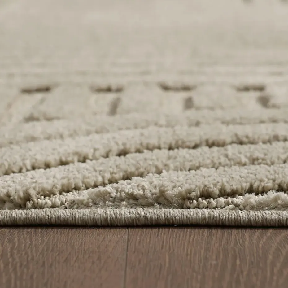 Modern Japandi Vloerkleed - Beige - Boho Scandinavisch - 140x200 cm Laagpolig