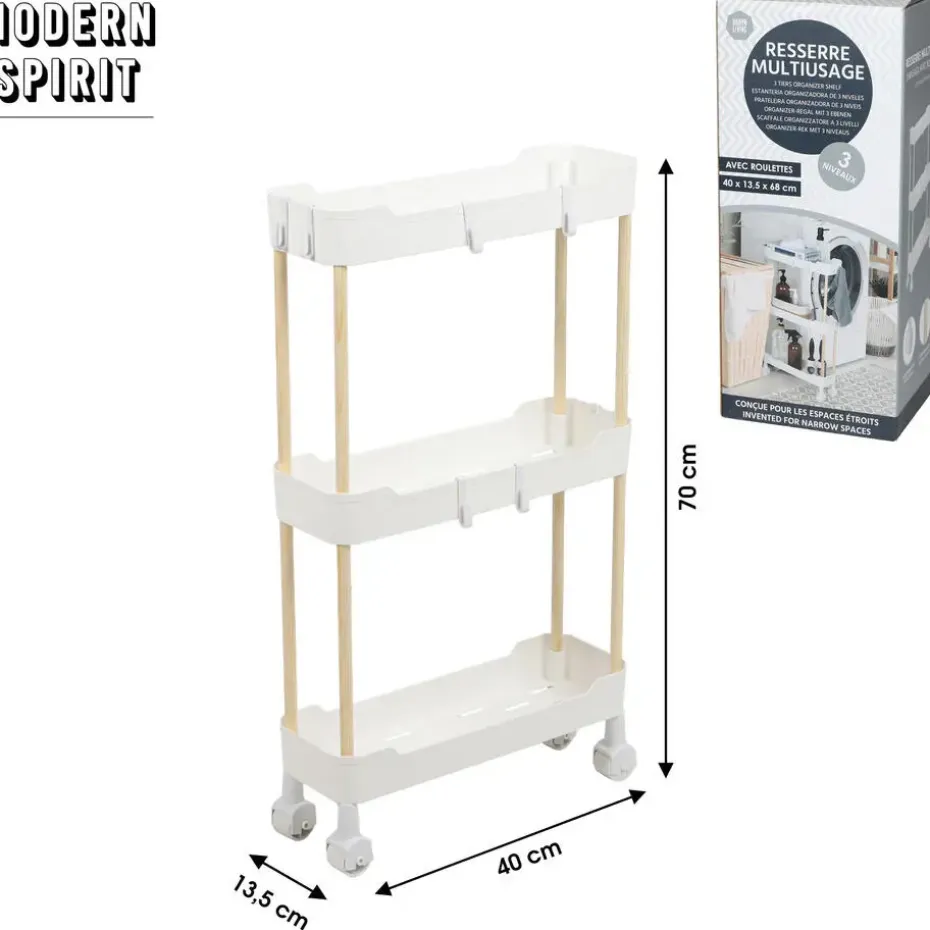 Modern Spirit Keuken/badkamer trolley - 3 laags - 40 x 70 cm