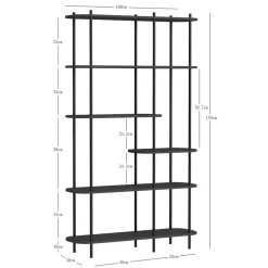 Moderne etagère van metaal en zwart hout