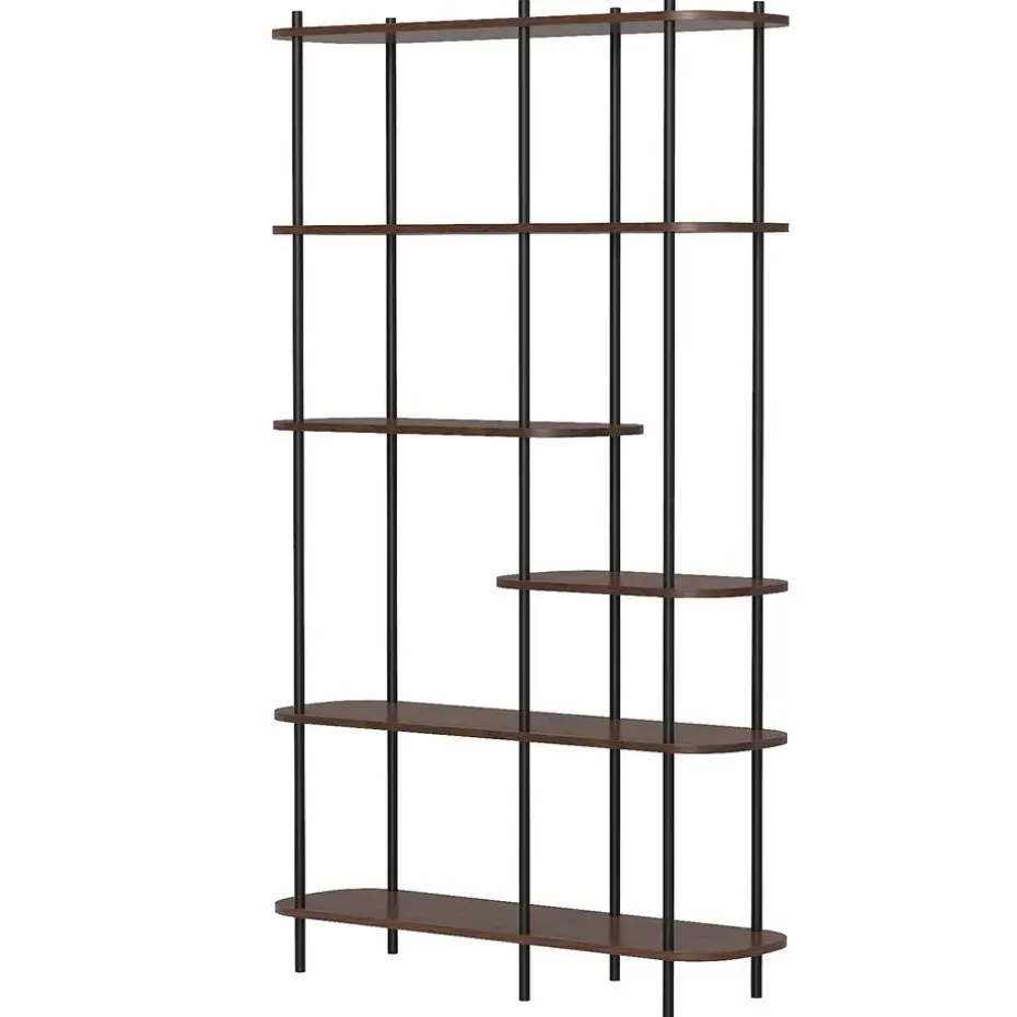 Moderne metalen en bruin houten etagère