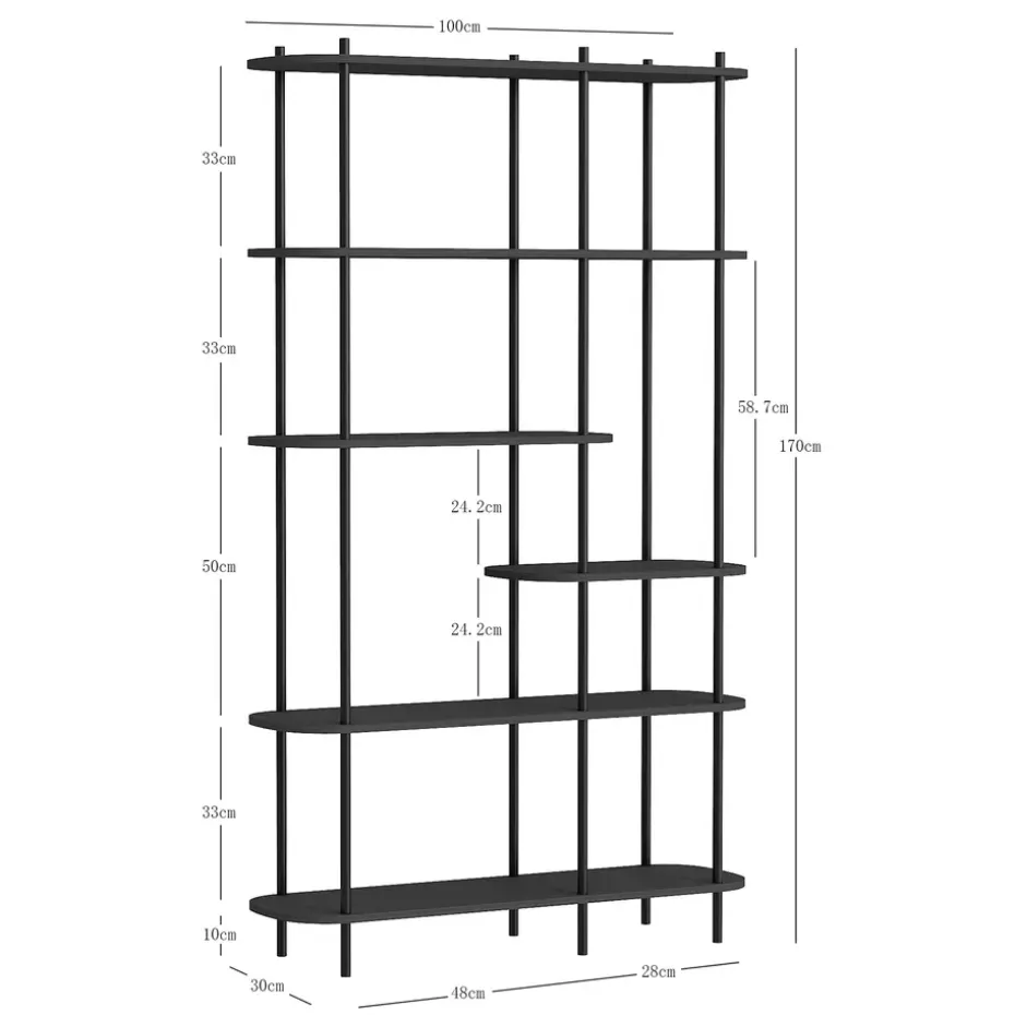Moderne metalen en bruin houten etagère