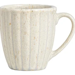Mok met oor Flora off-white stoneware