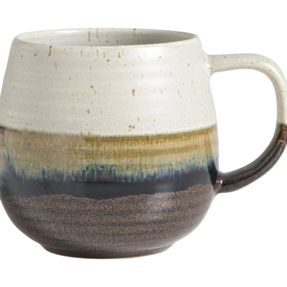 Mok met oor Mira zwart stoneware - 360 ml