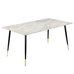 Monza - Eettafel 120x80 cm 6 zitplaatsen wit marmer look