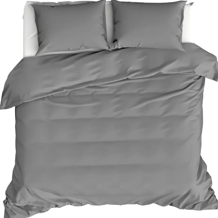 Moodit Dekbedovertrek Basil Grey - Tweepersoons - 200 x 220 cm - Katoen