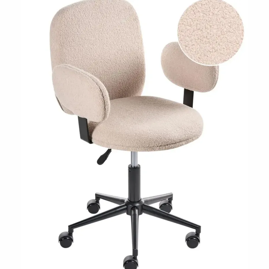 MORAGA - Bureaustoel - Beige - Bouclé