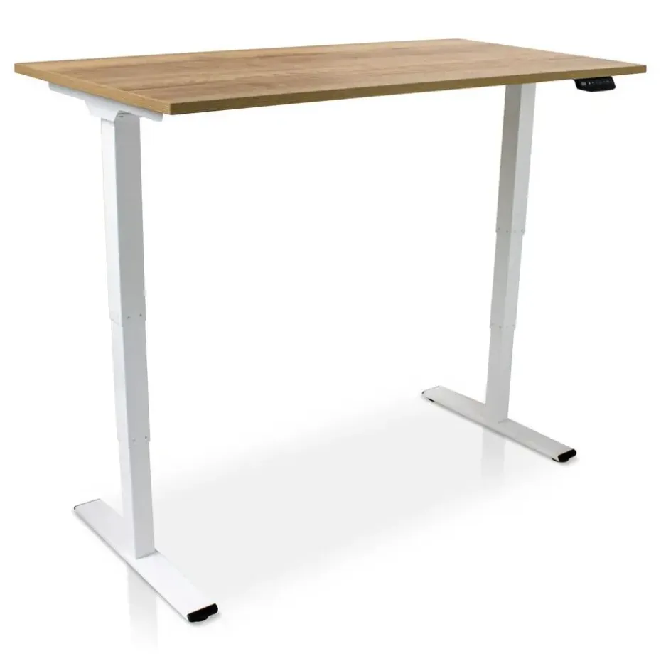 MRC COMFORT elektrisch ARBO zit-sta bureau - 180x80cm - wit - robuust eiken