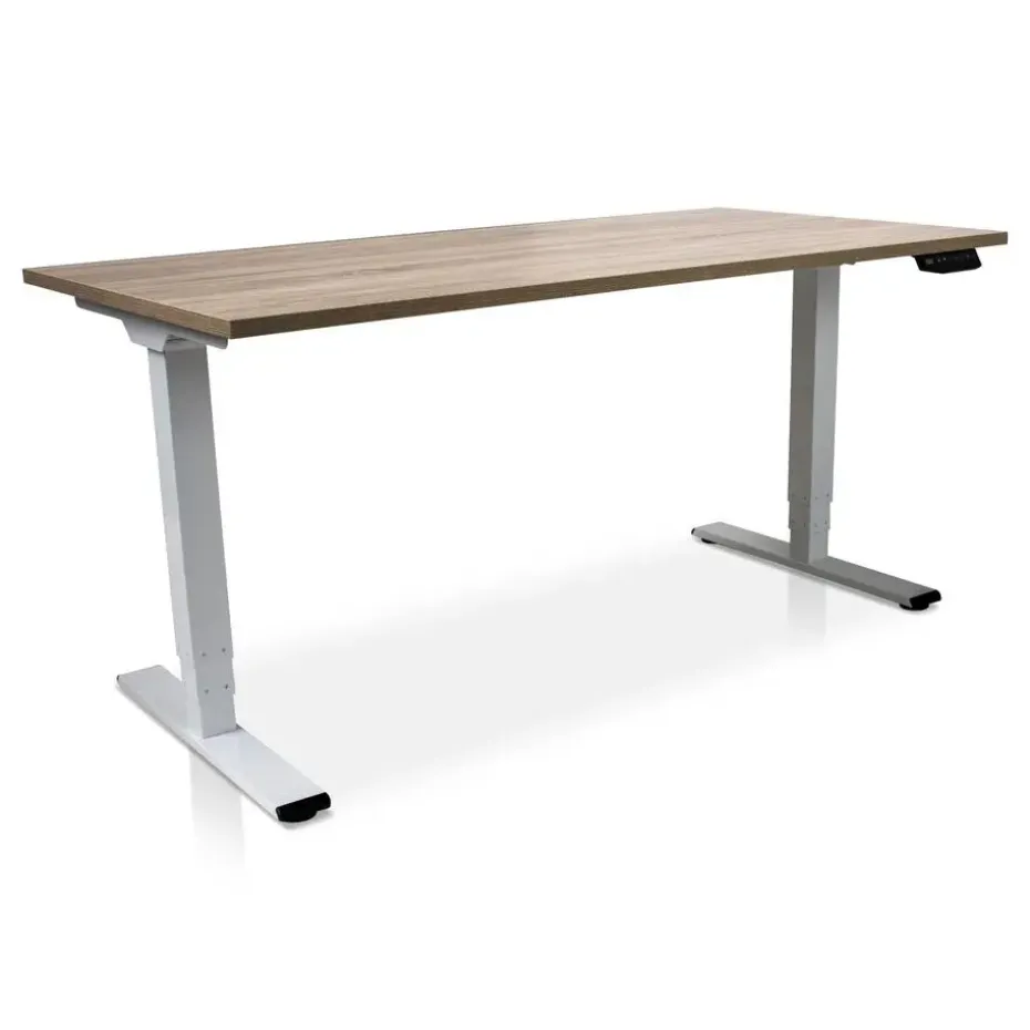 MRC COMFORT elektrisch ARBO zit-sta bureau - 160x80cm - wit - midden eiken