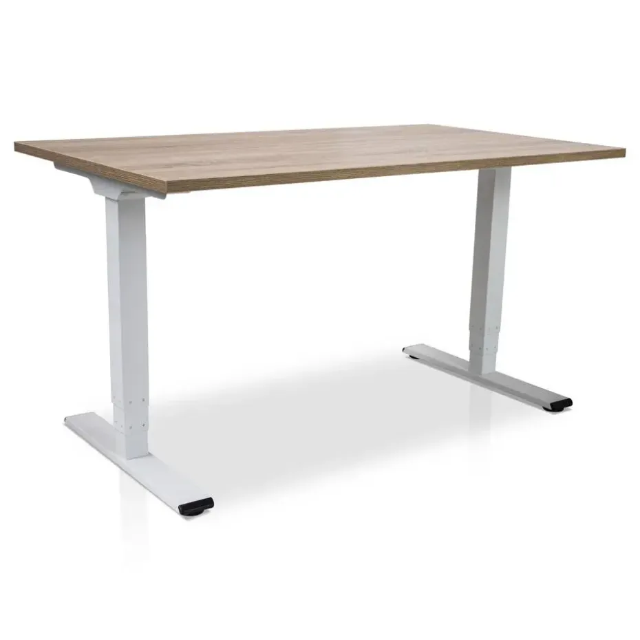 MRC COMFORT elektrisch ARBO zit-sta bureau - 140x80cm - wit - midden eiken