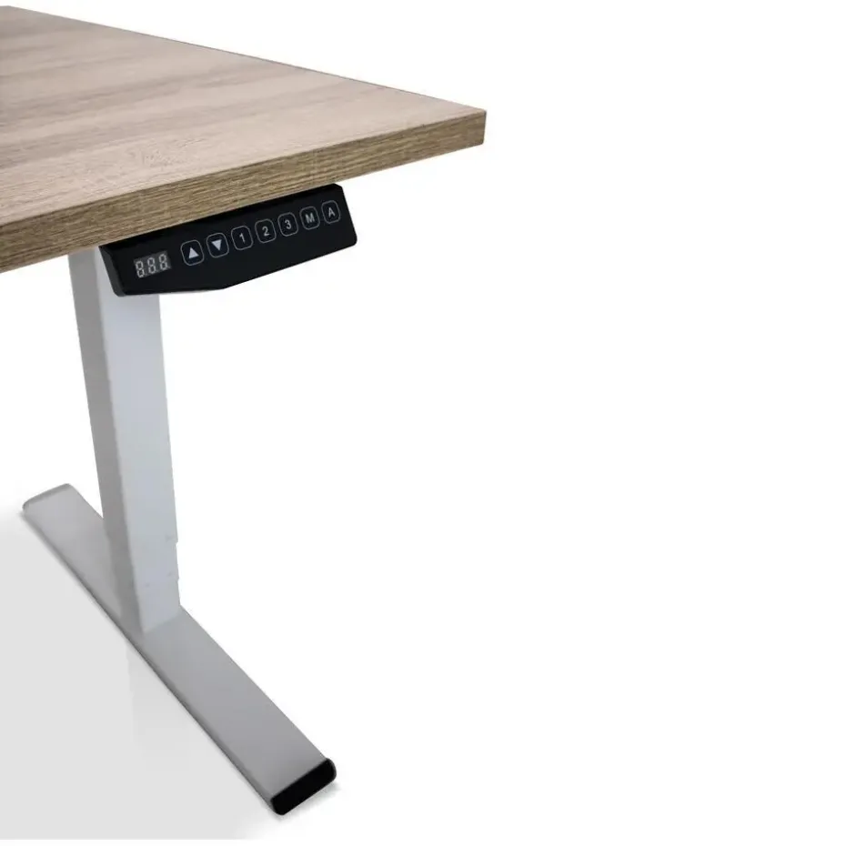 MRC COMFORT elektrisch ARBO zit-sta bureau - 140x80cm - wit - midden eiken