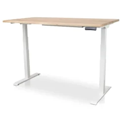MRC Zit-sta bureau massief boomstam blad 140x80 wit frame NEN-EN 527