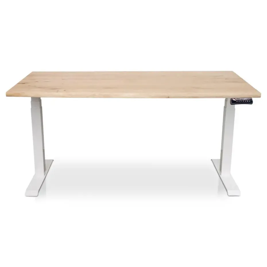 MRC Zit-sta bureau massief boomstam blad 140x80 wit frame NEN-EN 527