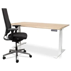 MRC Zit-sta bureau massief boomstam blad 180x90 wit frame NEN-EN 527