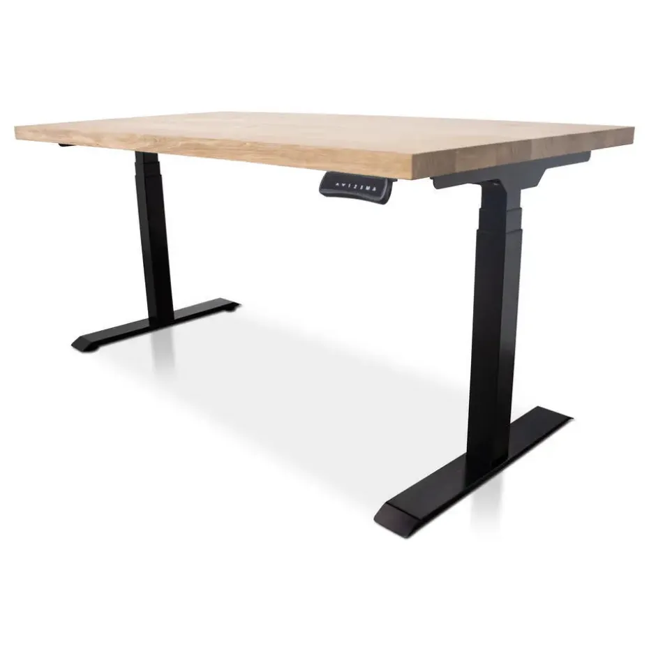 MRC Zit-sta bureau massief eiken blad 120x80 zwart frame NEN-EN 527