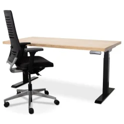 MRC Zit-sta bureau massief eiken blad 120x80 zwart frame NEN-EN 527