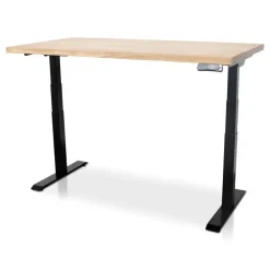 MRC Zit-sta bureau massief eiken blad 120x80 zwart frame NEN-EN 527