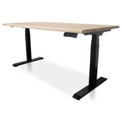 MRC Zit-sta bureau massief boomstam blad 180x90 zwart frame NEN-EN 527