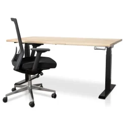 MRC Zit-sta bureau massief boomstam blad 180x90 zwart frame NEN-EN 527