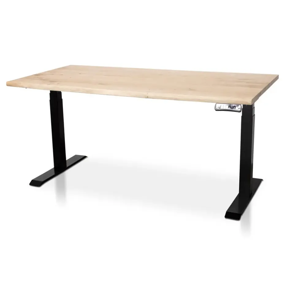 MRC Zit-sta bureau massief boomstamblad 120x80 zwart frame NEN-EN 527
