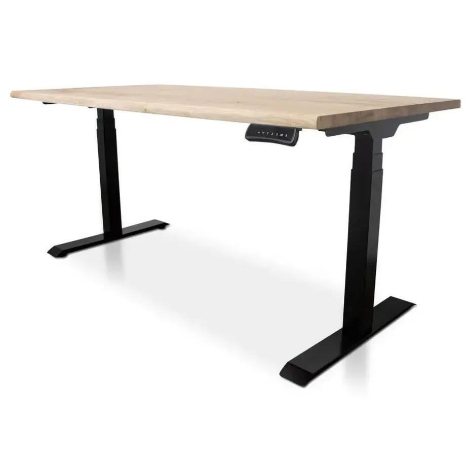 MRC Zit-sta bureau massief boomstamblad 120x80 zwart frame NEN-EN 527