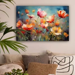 MuchoWow Canvas Schilderij 90x60cm Bloemen Watercolor Kunst