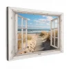 MuchoWow Canvas Schilderij 90x60cm Raam Zee Kust Natuur