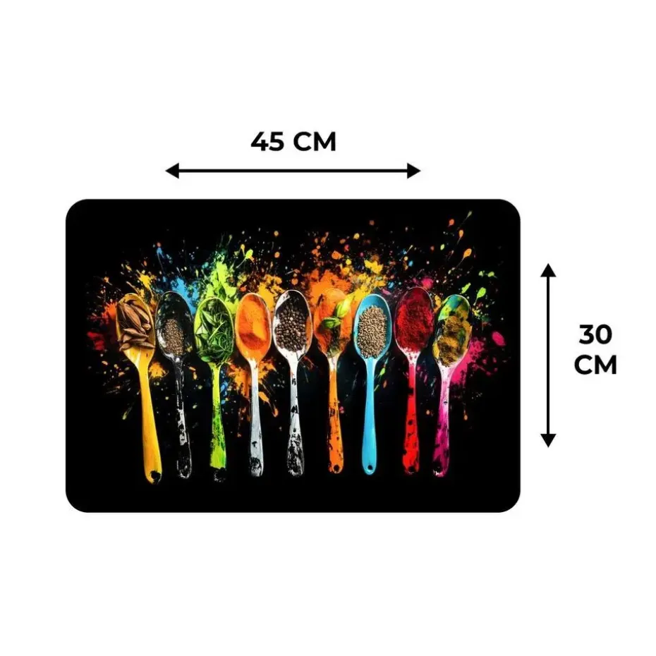 MuchoWow Placemat (6stuks) 45x30cm Lepels Kruiden Modern