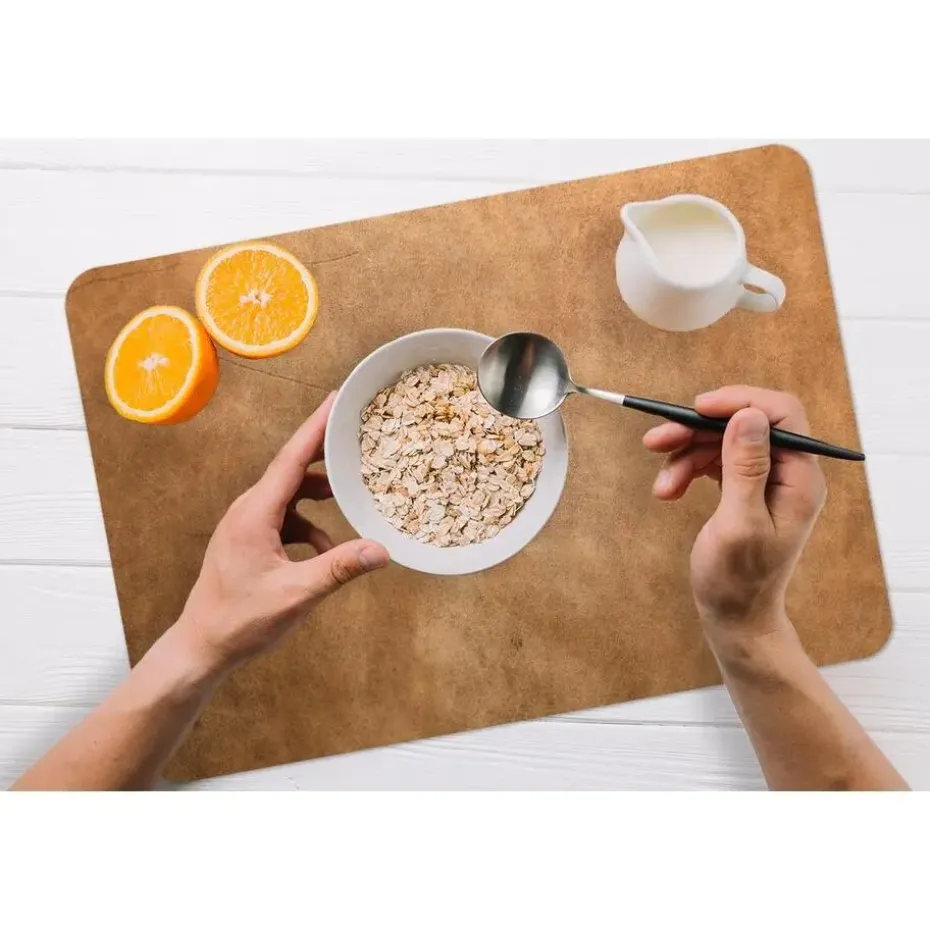 MuchoWow Placemat (6stuks) 45x30cm Leer Structuur Lederlook