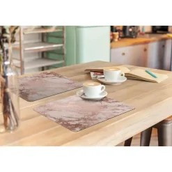 MuchoWow Placemat (6stuks) 45x30cm Marmer Roze Luxe Marmerlook