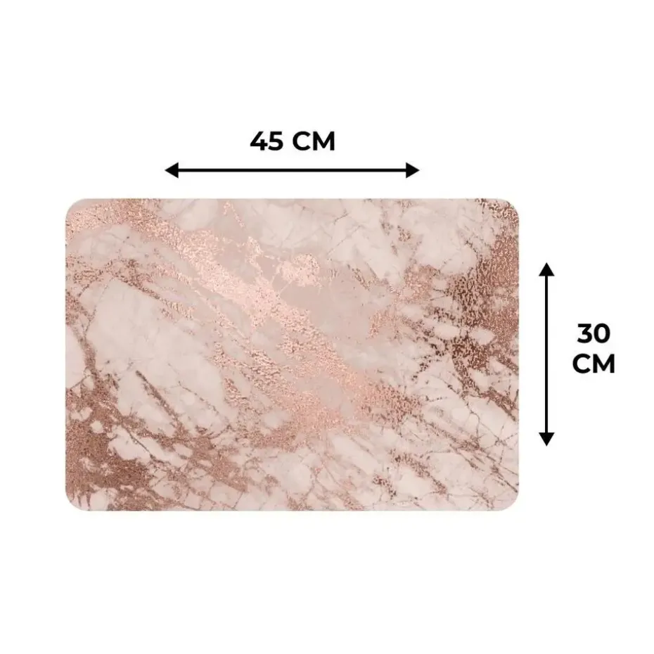 MuchoWow Placemat (6stuks) 45x30cm Marmer Roze Luxe Marmerlook