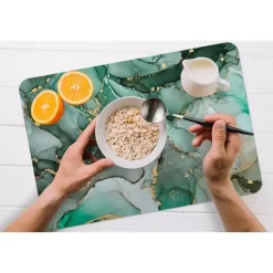 MuchoWow Placemat (6stuks) 45x30cm Goud Marmer Groen Luxe