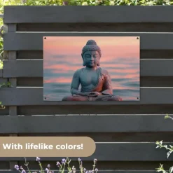 MuchoWow Tuinposter 90x60cm Boeddha Beeld Buddha Water