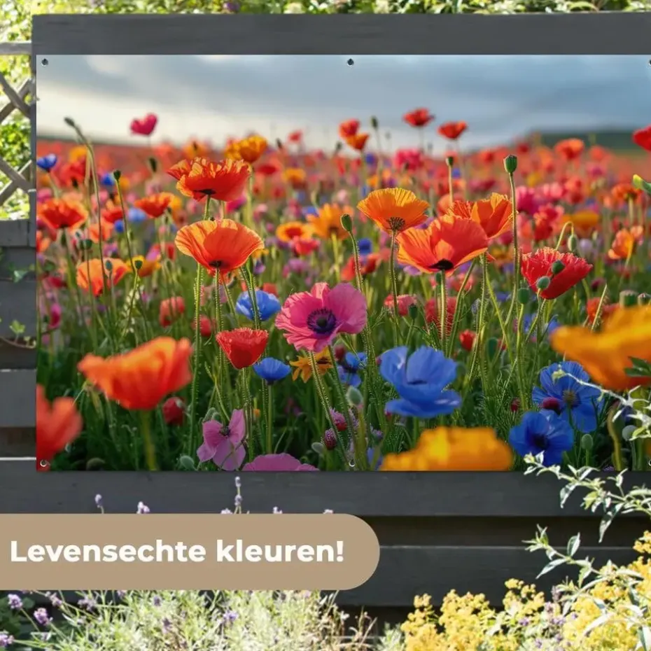 MuchoWow Tuinposter 180x120cm Bloemen Klaprozen Kleurrijk
