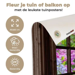 MuchoWow Tuinposter 90x60cm Hortensia Doorkijk Bloemen Paars