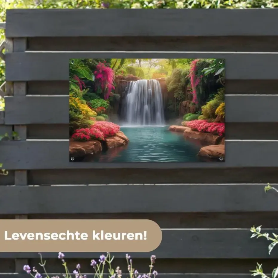 MuchoWow Tuinposter 90x60cm Waterval Natuur Planten Jungle