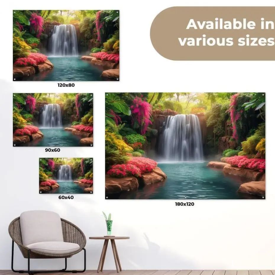 MuchoWow Tuinposter 90x60cm Waterval Natuur Planten Jungle