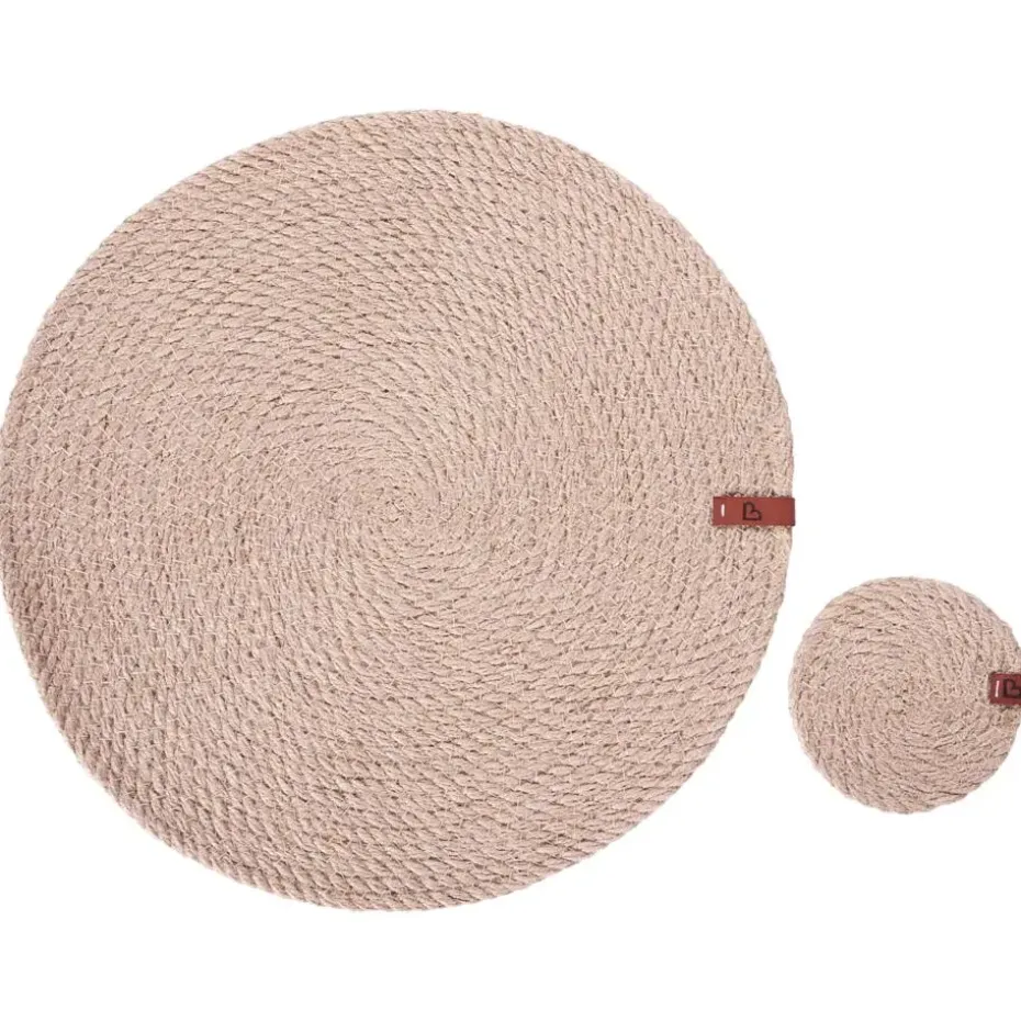 MUNTRIES - Set van 12 placemats en onderzetters - Natuurlijk - Jute
