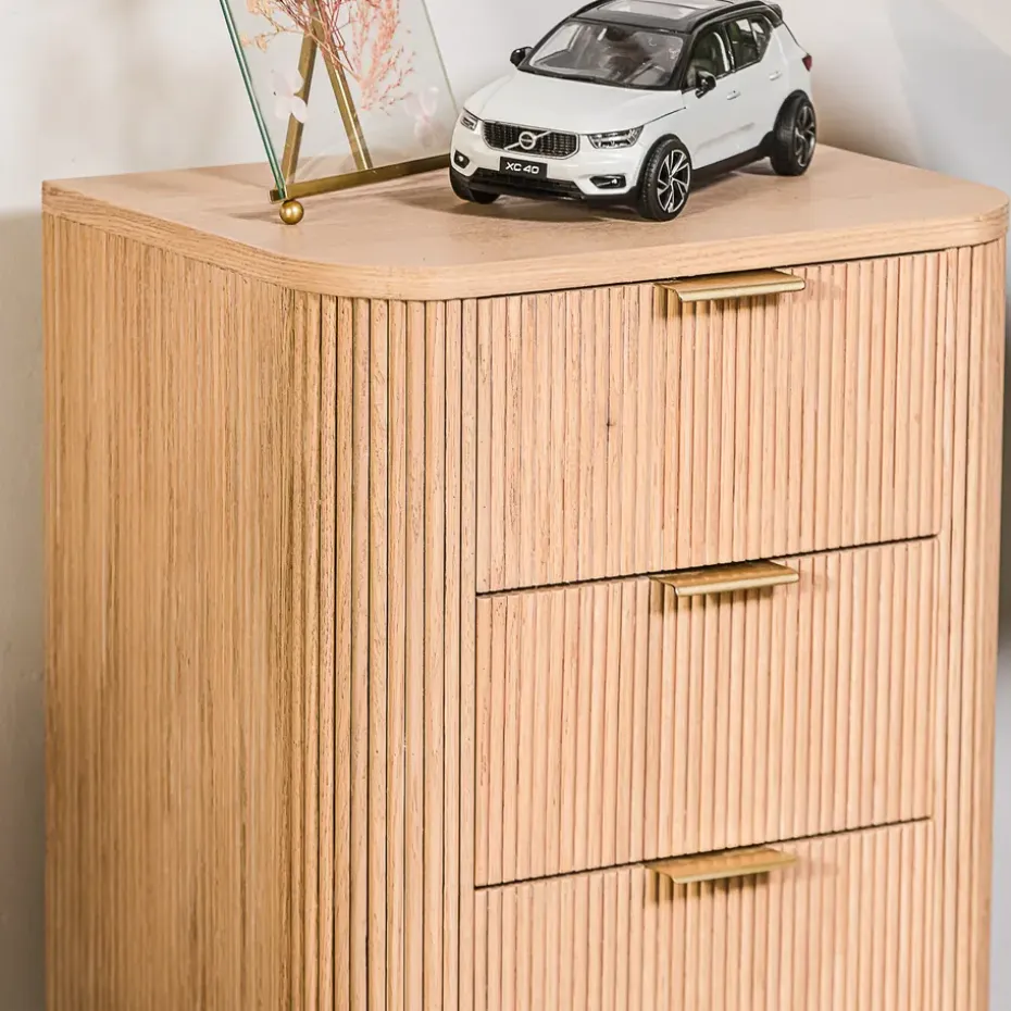 Nachtkastje met 3 laden van natuurlijk hout